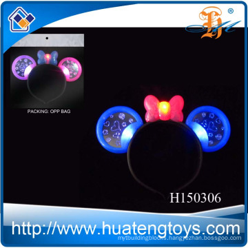 2014 Fuuny kid's festival flashing led light up toy,light up plastic mickey hairpin toy for sale H150306